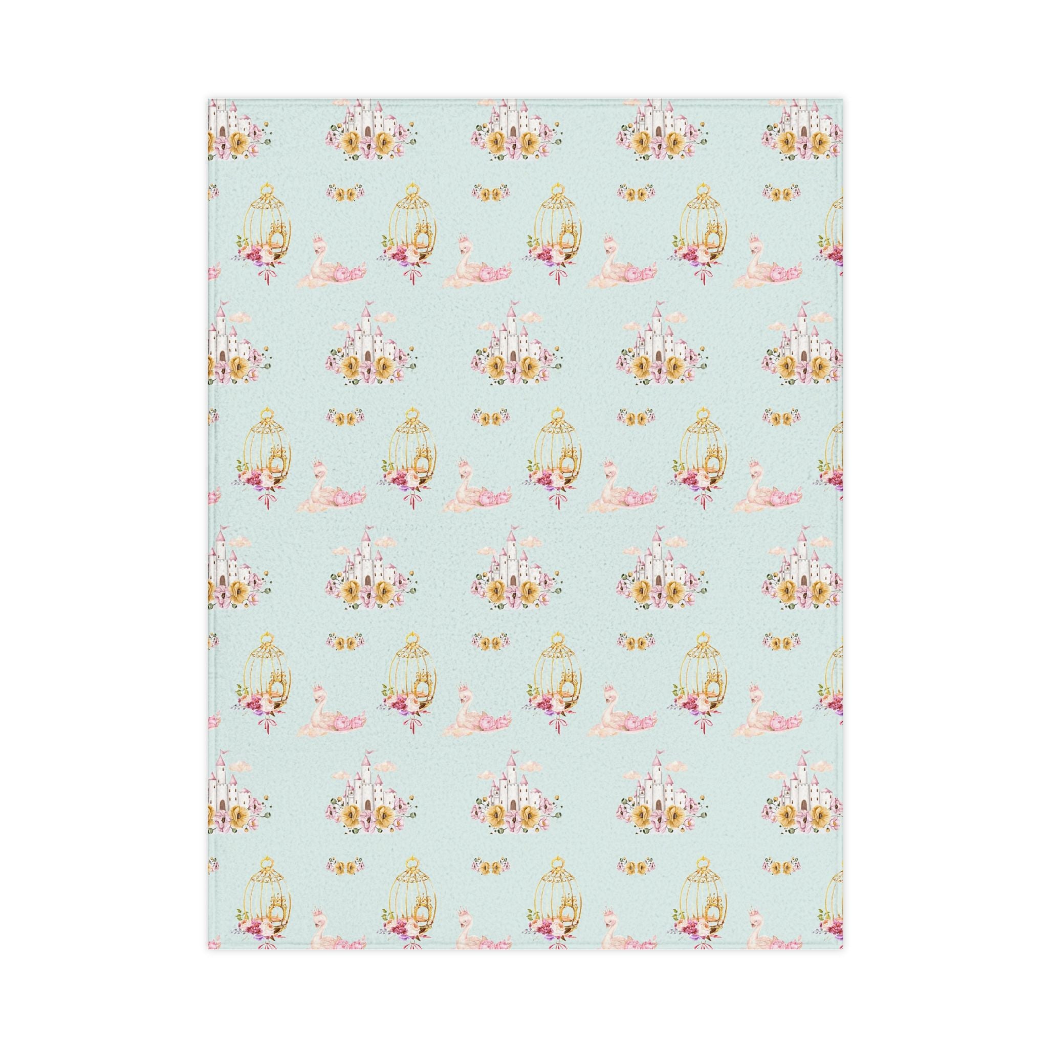 Fairy Castle Pattern Toddler Blanket | pastel princess nursery